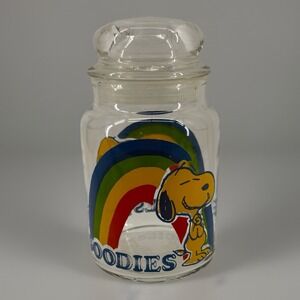 Peanuts Snoopy Glass Jar with Rainbow Design